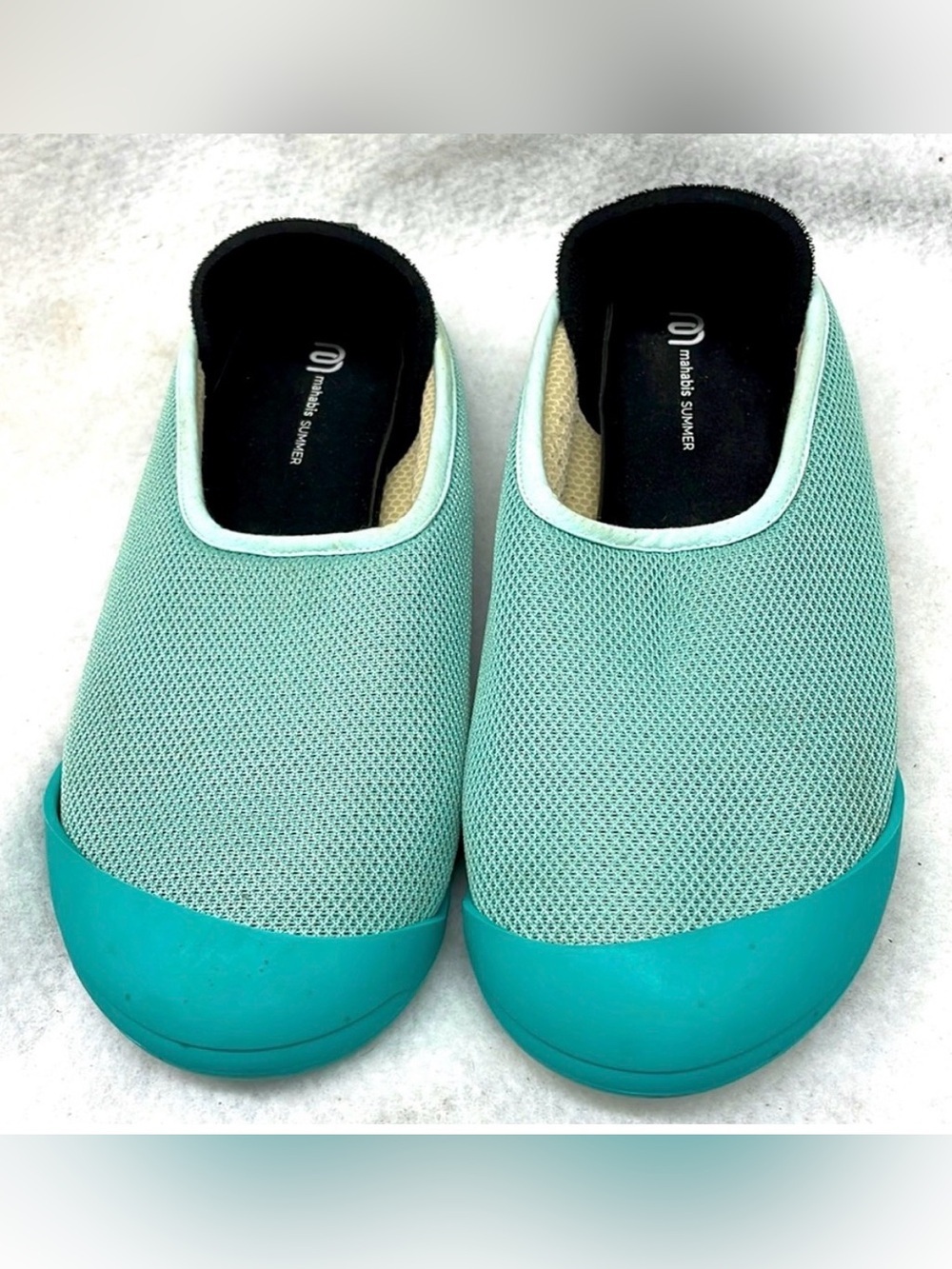 Mahabis Summer Mint and Turquoise Mesh Slip-On Clogs